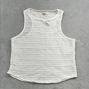 NEW Madewell M White Sleeveless Cotton Blend Knit Top
